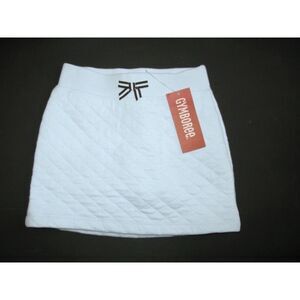 Gymboree girls quilted light blue brown cotton knit pull on skirt skort 4 4T bow